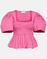 Ganni Blusa in popeline di cotone Rosa