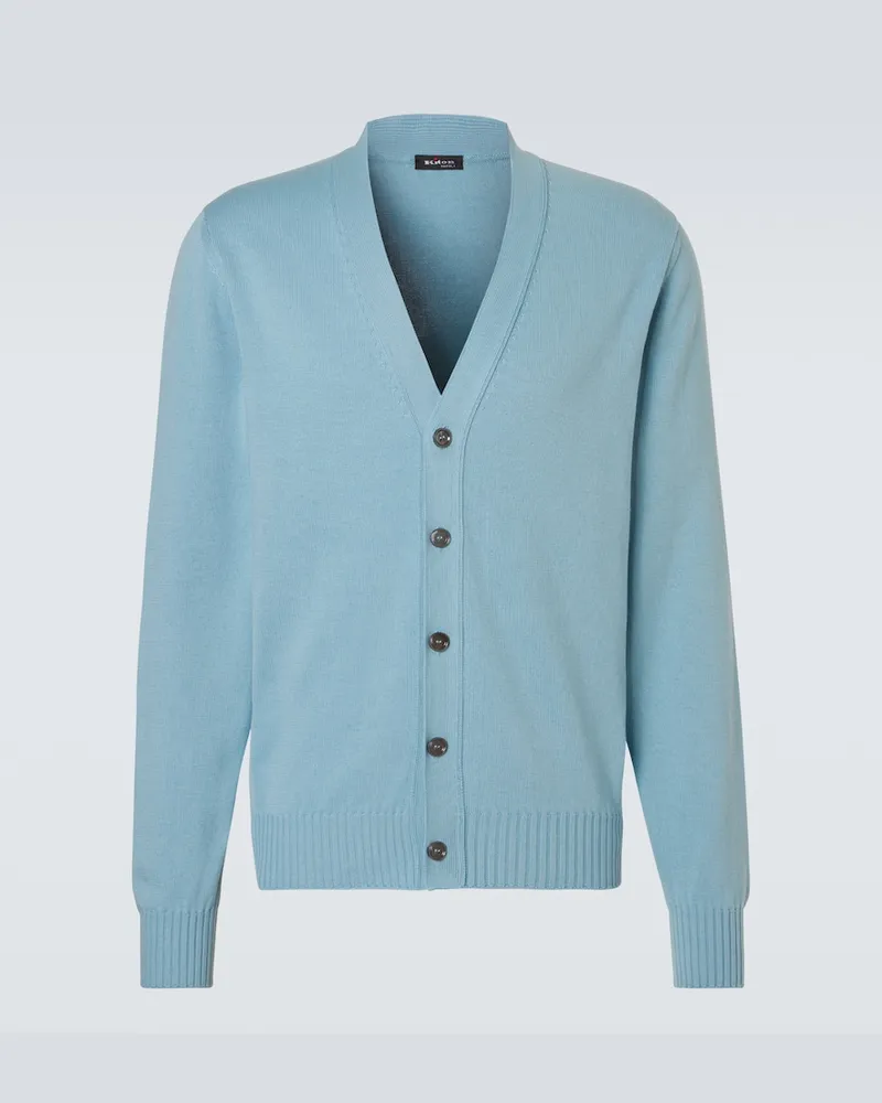 Kiton Cardigan in cotone Blu