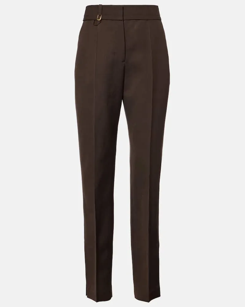Jacquemus Pantaloni regular Tibau a vita alta Marrone