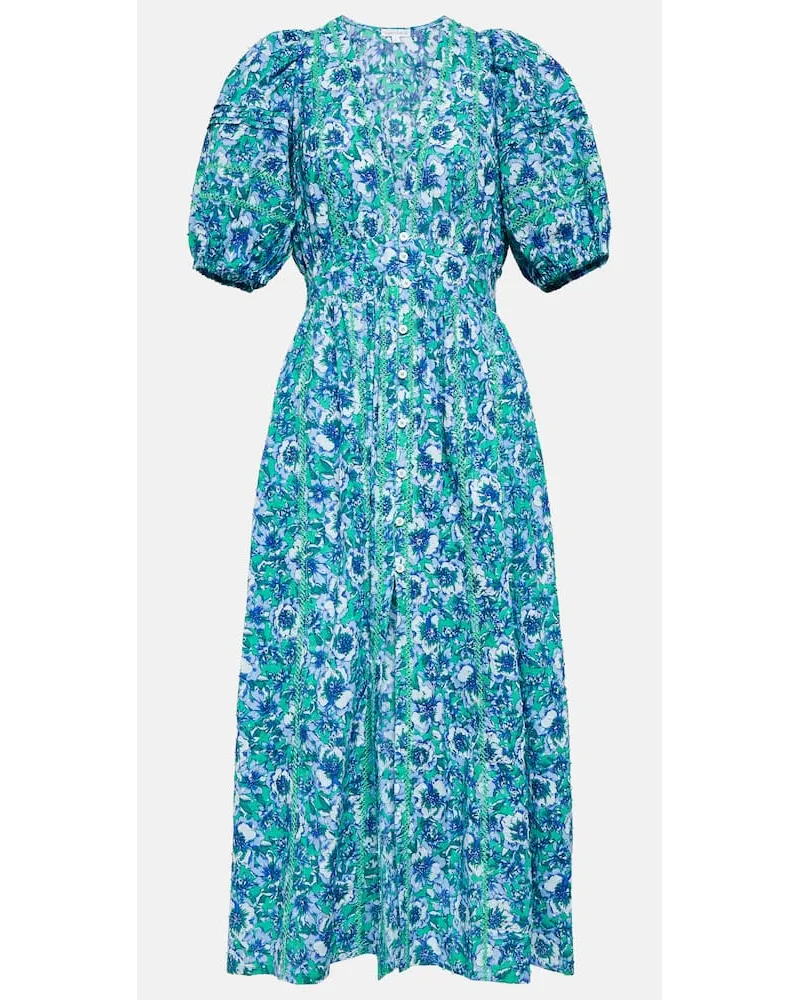 Poupette St Barth Abito midi Reine in cotone con stampa Multicolore
