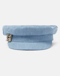 Roger Vivier Cappello Broche Vivier in denim con cristalli Blu