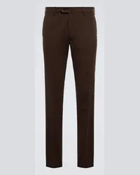 Loro Piana Pantaloni slim Pantaflat in misto cotone Marrone