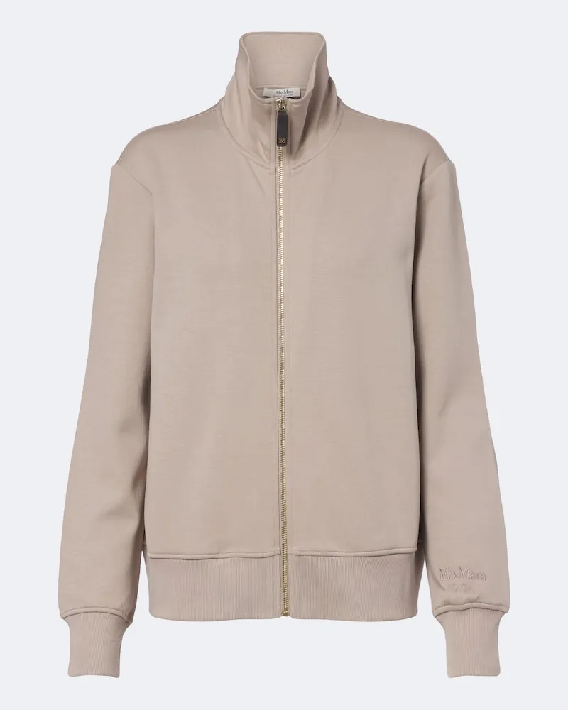 Max Mara Felpa in misto cotone con zip Beige