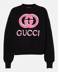 Gucci Felpa in cotone con logo Nero