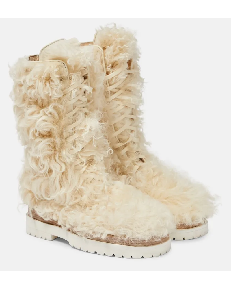 Magda Butrym Stivali stringati in shearling Beige