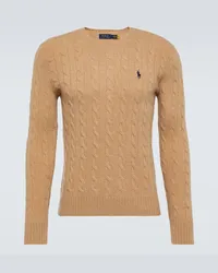 Ralph Lauren Pullover in lana e cashmere a trecce Marrone