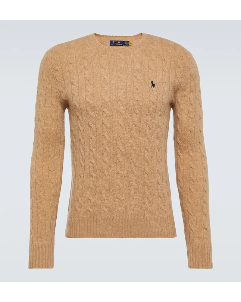 Ralph Lauren Pullover in lana e cashmere a trecce Marrone