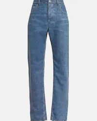 Bottega Veneta Pantaloni in pelle a gamba larga Blu