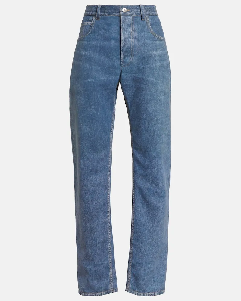 Bottega Veneta Pantaloni in pelle a gamba larga Blu