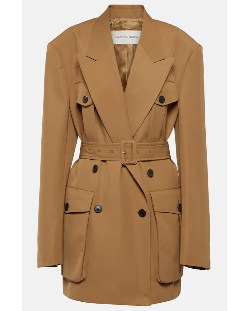 Dries van Noten Giacca doppiopetto in gabardine Marrone