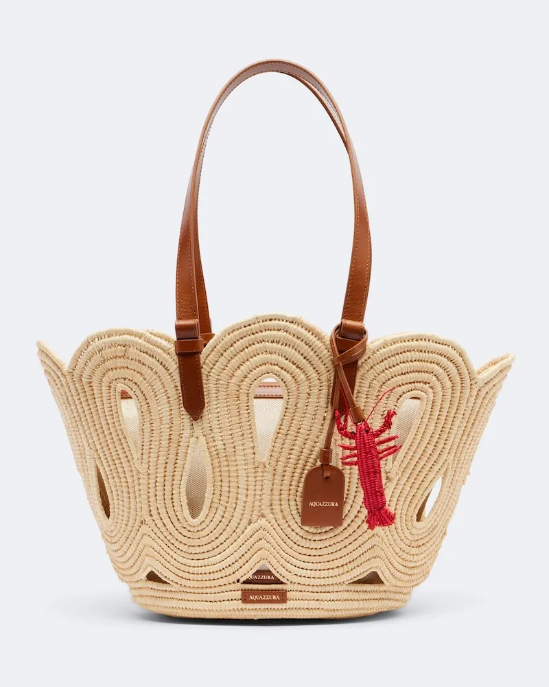 Aquazzura Shopper Artiste Medium in rafia Beige