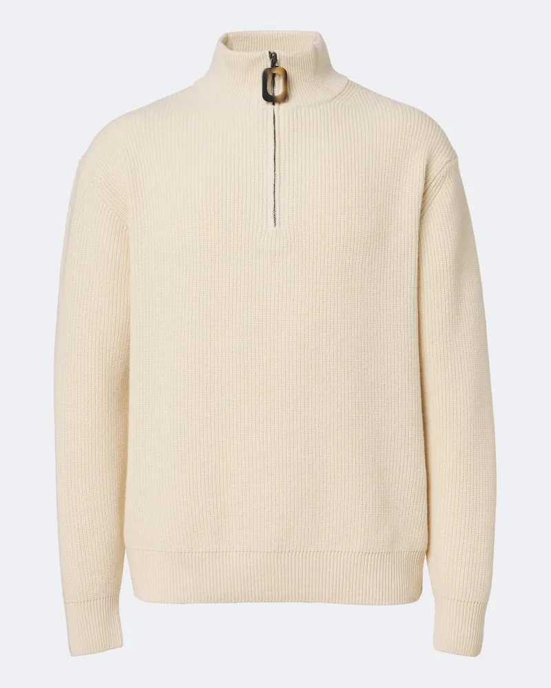 J.W.Anderson Pullover in lana e cotone a coste Beige
