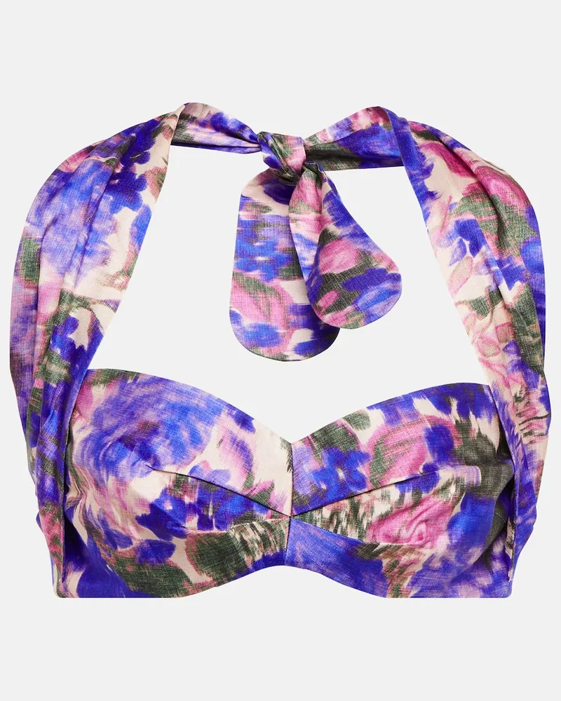 Zimmermann Top cropped High Tide in seta con stampa Multicolore