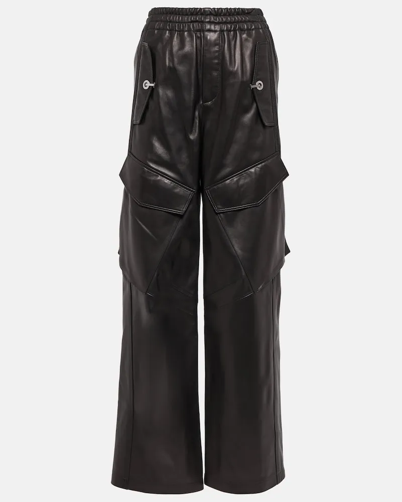 Dion Lee Pantaloni cargo in pelle Nero