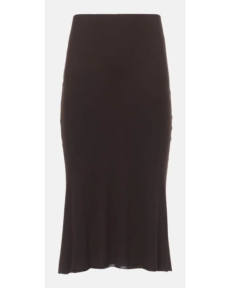 KHAITE Gonna midi Leema in jersey Marrone