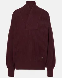 Victoria Beckham Pullover in maglia a coste di lana Rosso