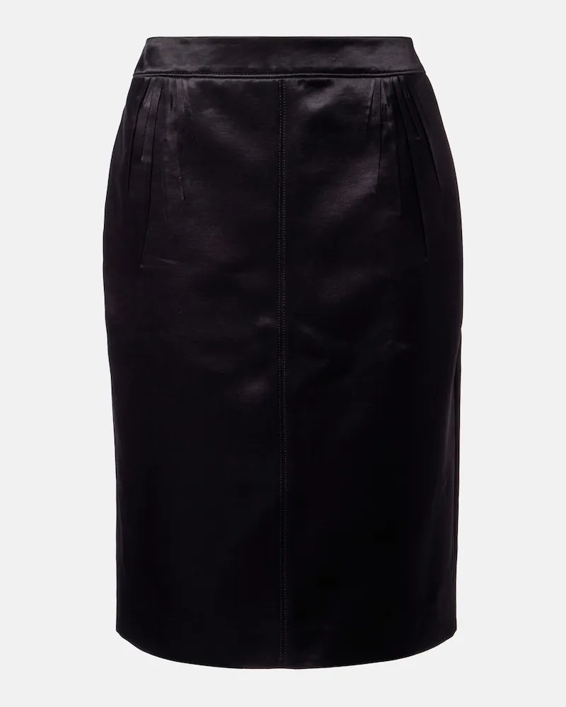 Saint Laurent Gonna a tubino in raso Nero
