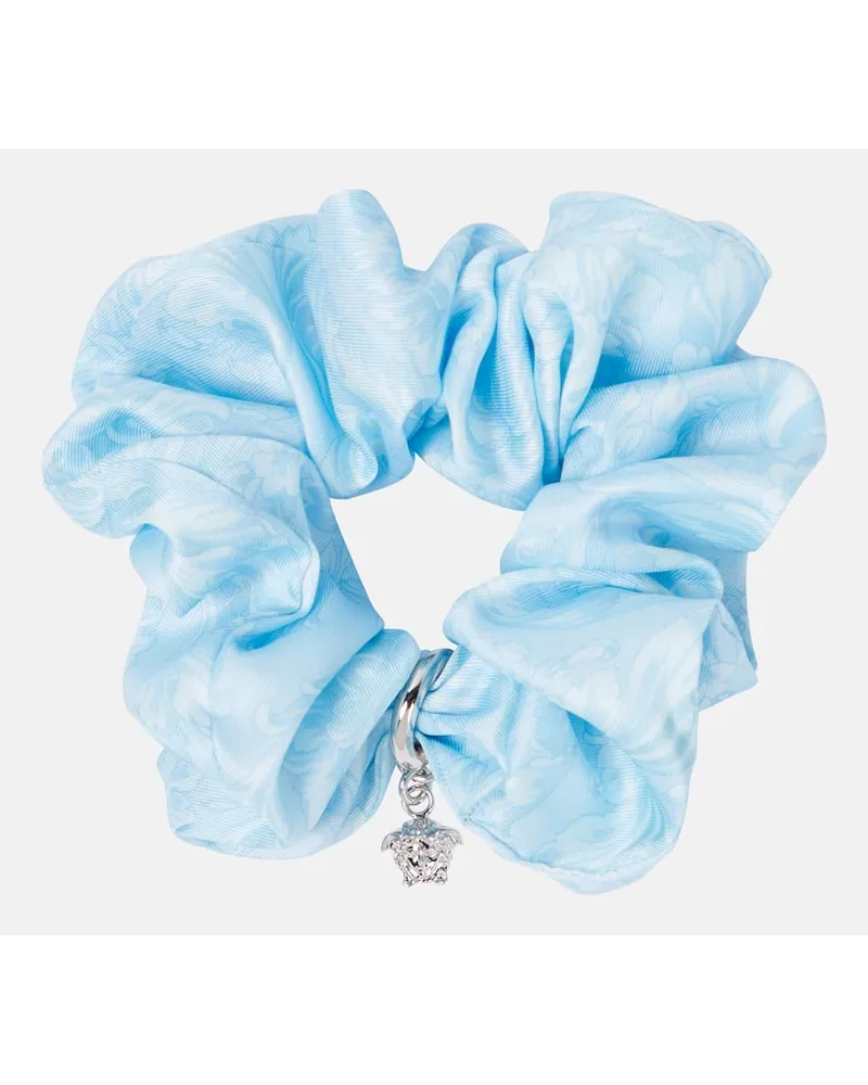 Versace Scrunchie Barocco in raso Blu