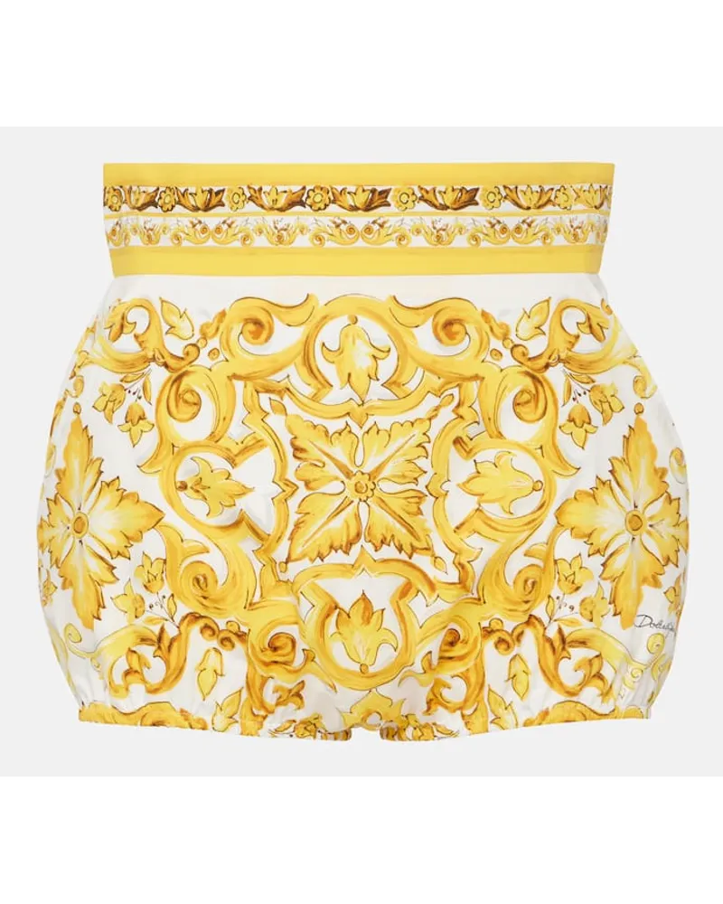 Dolce & Gabbana Shorts Majolica in cotone a vita alta Giallo