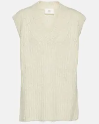 AMI Paris Gilet in misto lana Bianco