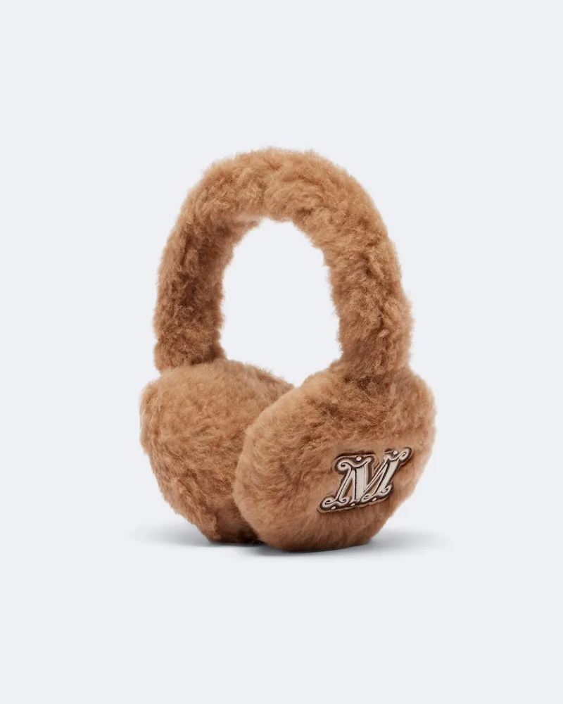 Max Mara Paraorecchie in cammello e seta Marrone