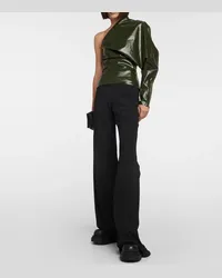 Rick Owens Top monospalla in misto cotone Verde