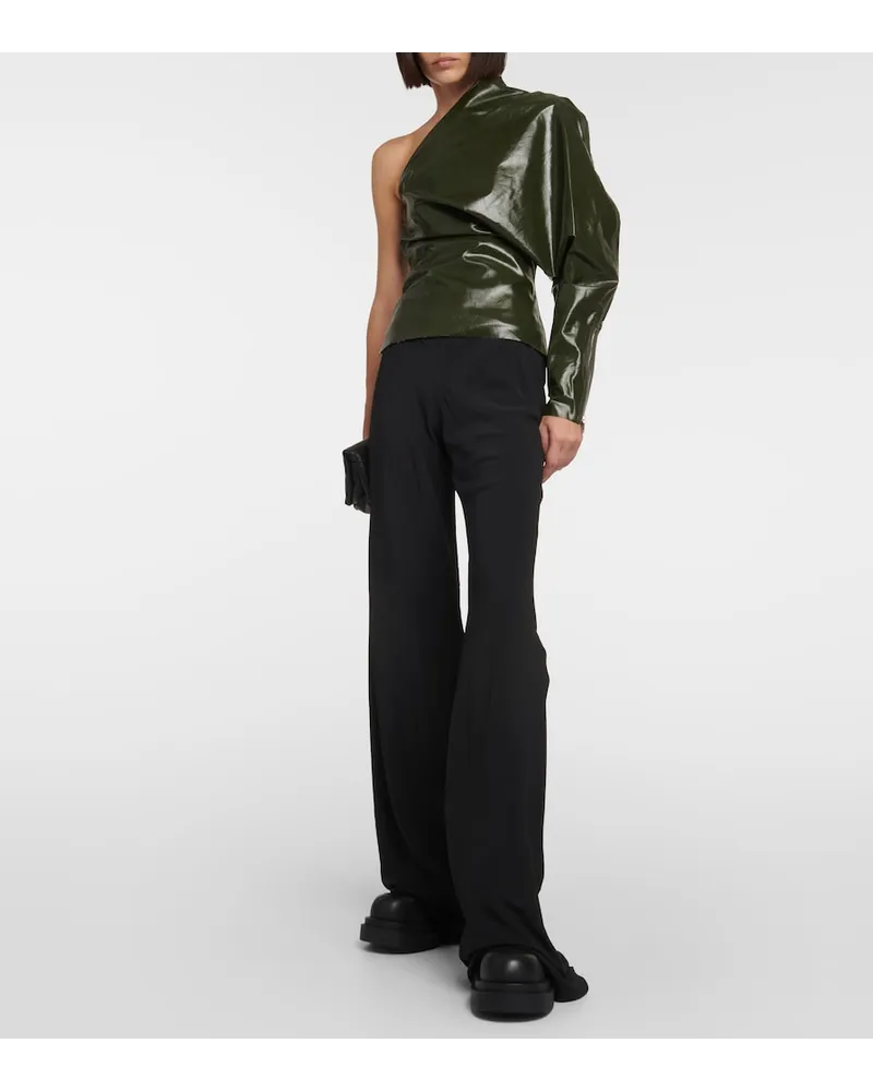 Rick Owens Top monospalla in misto cotone Verde