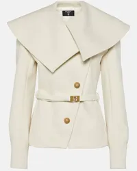 Balmain Cappotto doppiopetto in lana vergine Bianco