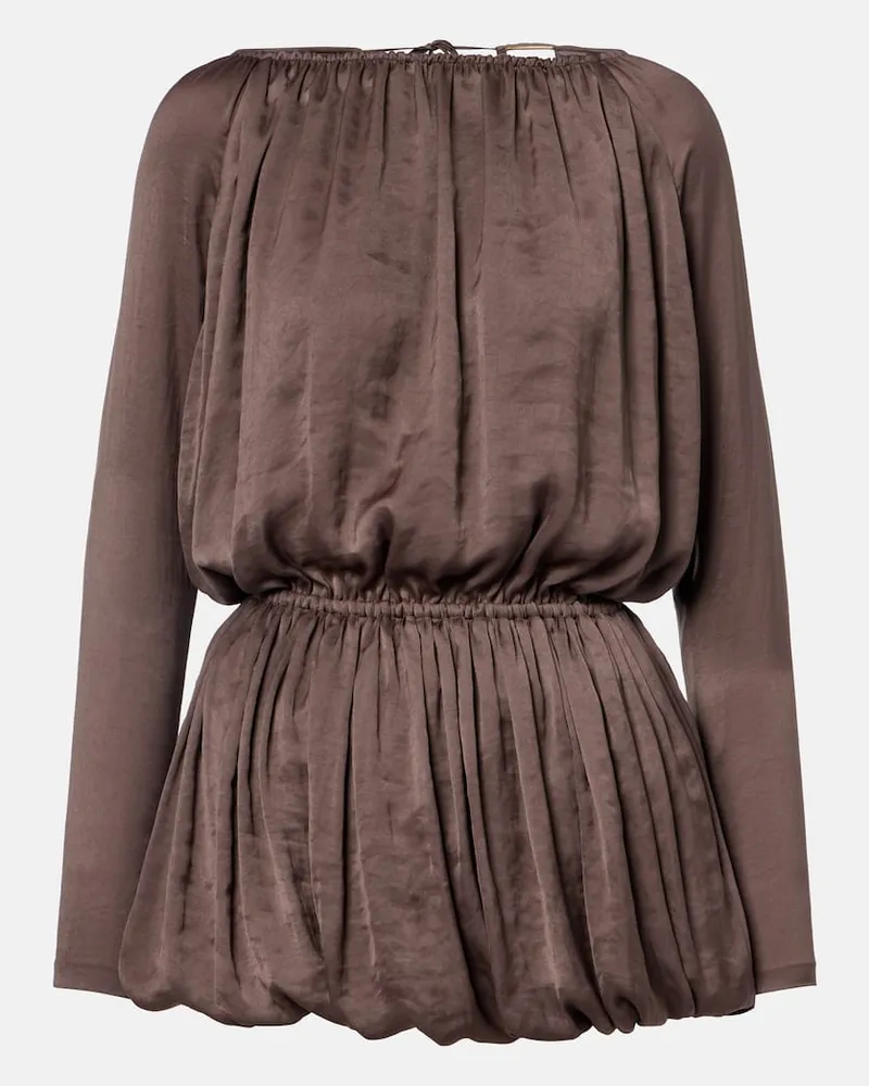 Saint Laurent Abito corto in taffetÃ Marrone