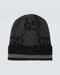 Gucci Cappello in maglia di cashmere GG Grigio