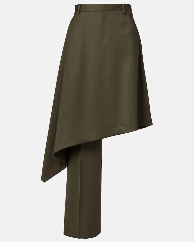 Bottega Veneta Gonna midi asimmetrica in lana Verde