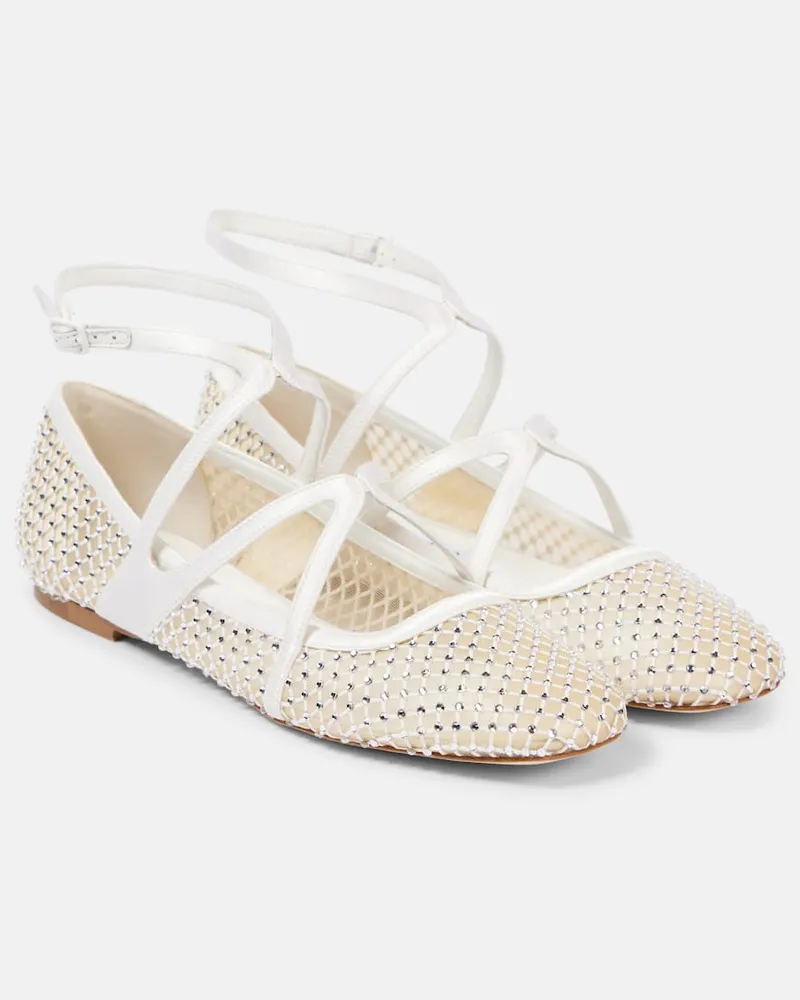 Jimmy Choo Ballerine Astoria in mesh con cristalli Bianco
