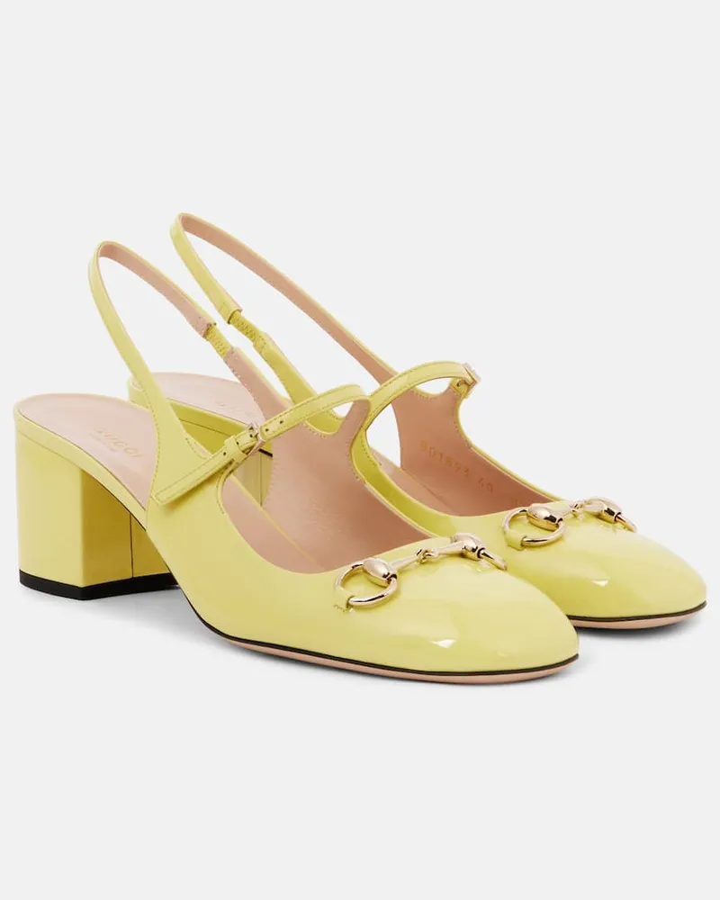 Gucci Pumps slingback Horsebit 55 in vernice Giallo
