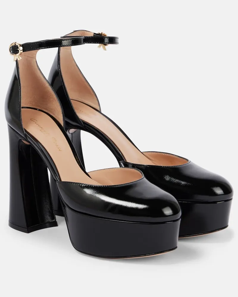 Gianvito Rossi Pumps Bessie 100 in vernice con plateau Nero