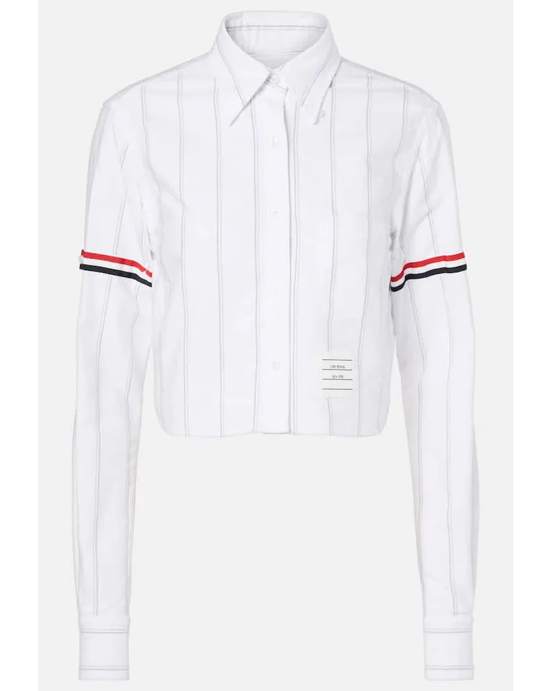 Thom Browne Camicia cropped in cotone a righe Bianco