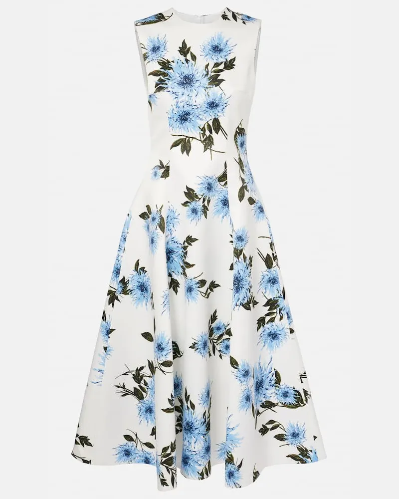 EMILIA WICKSTEAD Abito midi Mara in faille con stampa Blu