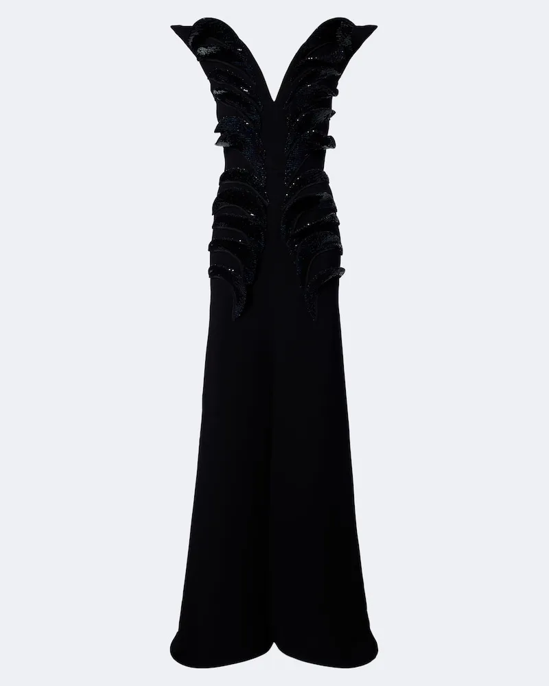 Maticevski Abito lungo Spearhead con paillettes Nero
