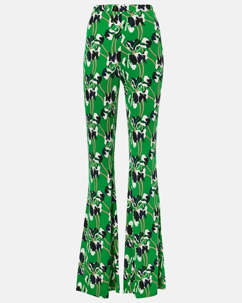 Diane von Furstenberg Pantaloni flared Brooklyn con stampa Verde