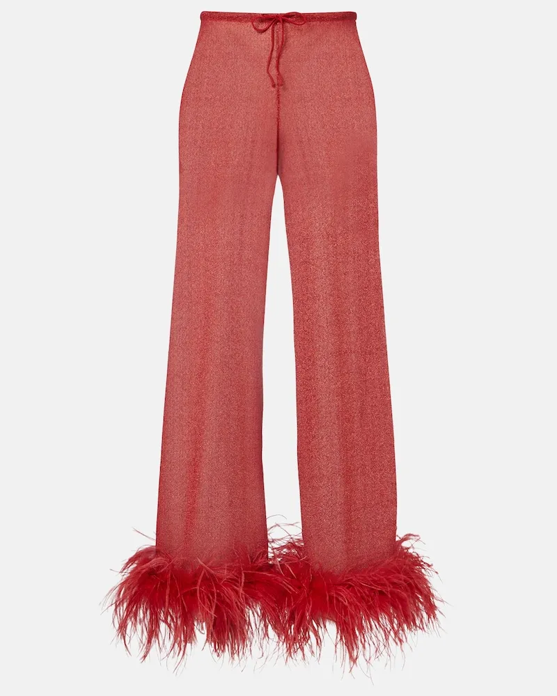 Oséree Oséree Pantaloni Lumière Plumage a gamba larga Rosso