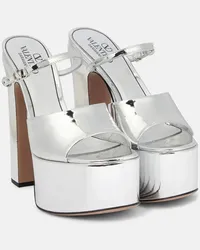 Valentino Garavani Mules con plateau Tan-Go 155 in vernice Argento