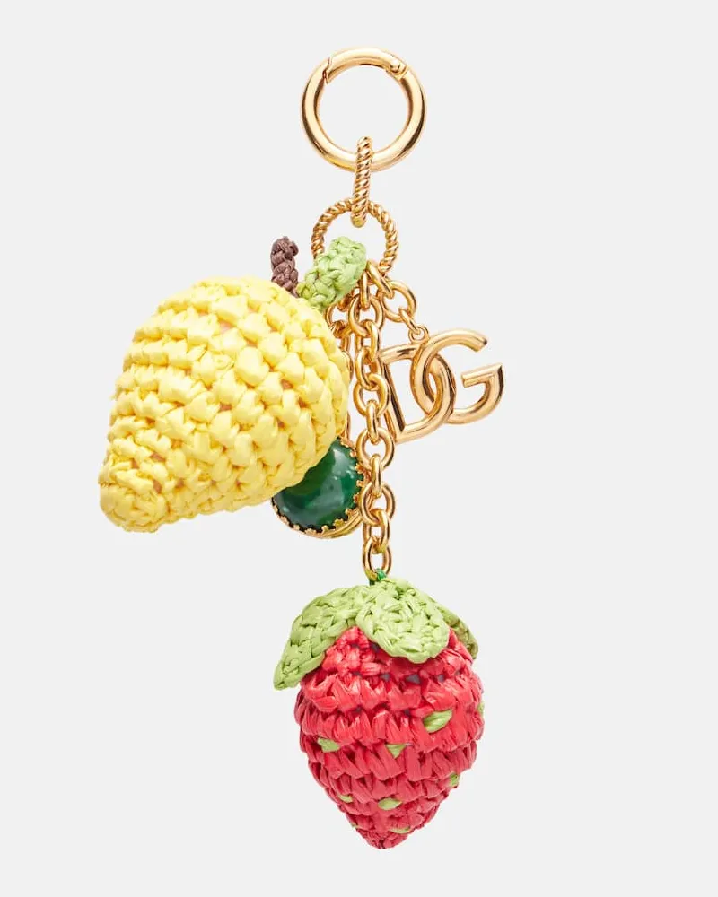 Dolce & Gabbana Portachiavi DG con rafia Multicolore