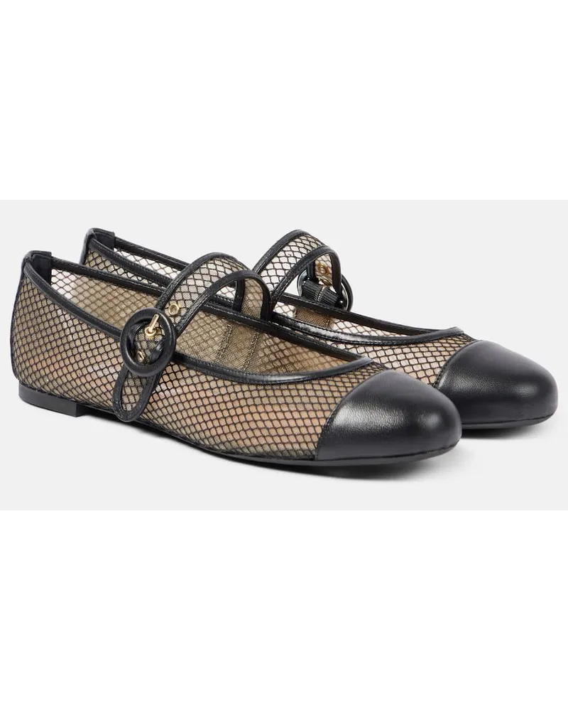 Aquazzura Ballerine Mary Jane Solstice in mesh Nero