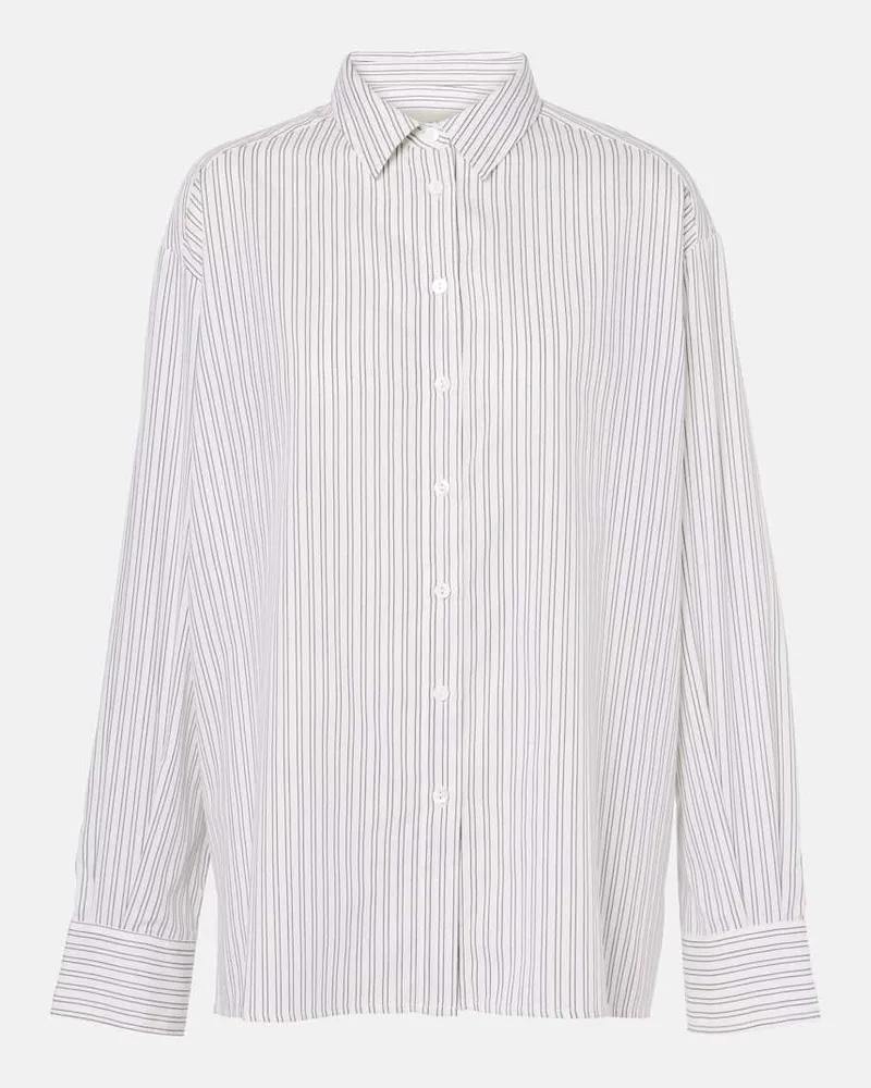 ASCENO Camicia Maya in misto cotone a righe Bianco