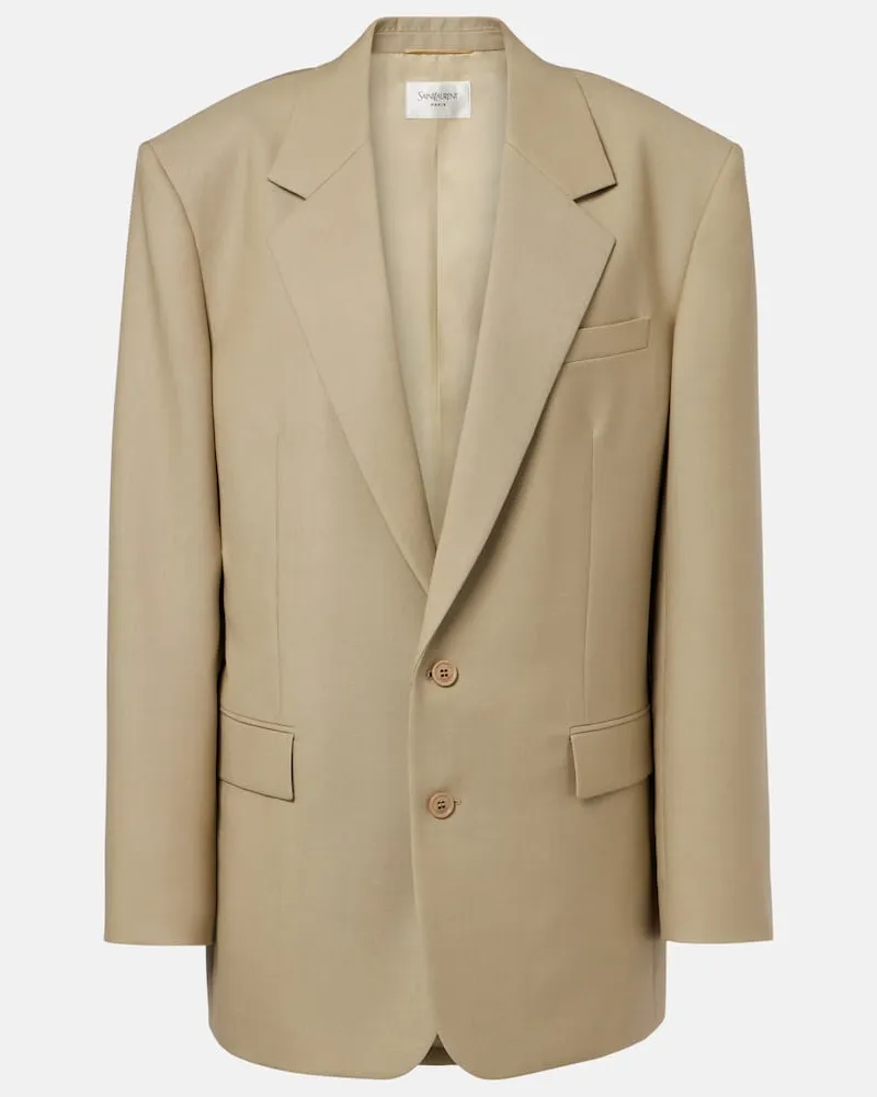 Saint Laurent Blazer in lana e seta Beige