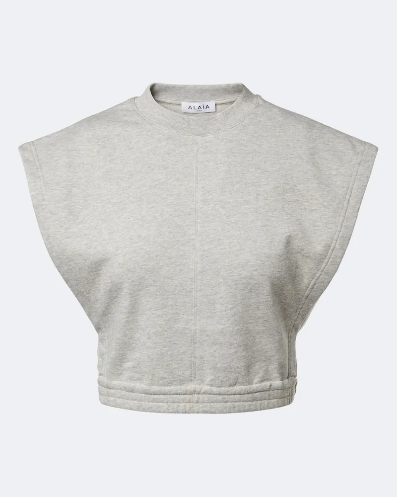 Alaïa Alaïa Top cropped in fleece di misto cotone Grigio