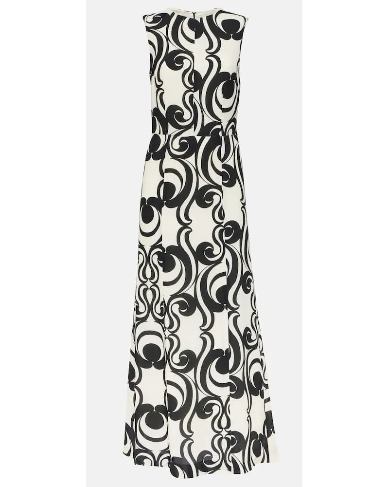 Dries van Noten Abito lungo in crÃªpe con stampa Multicolore