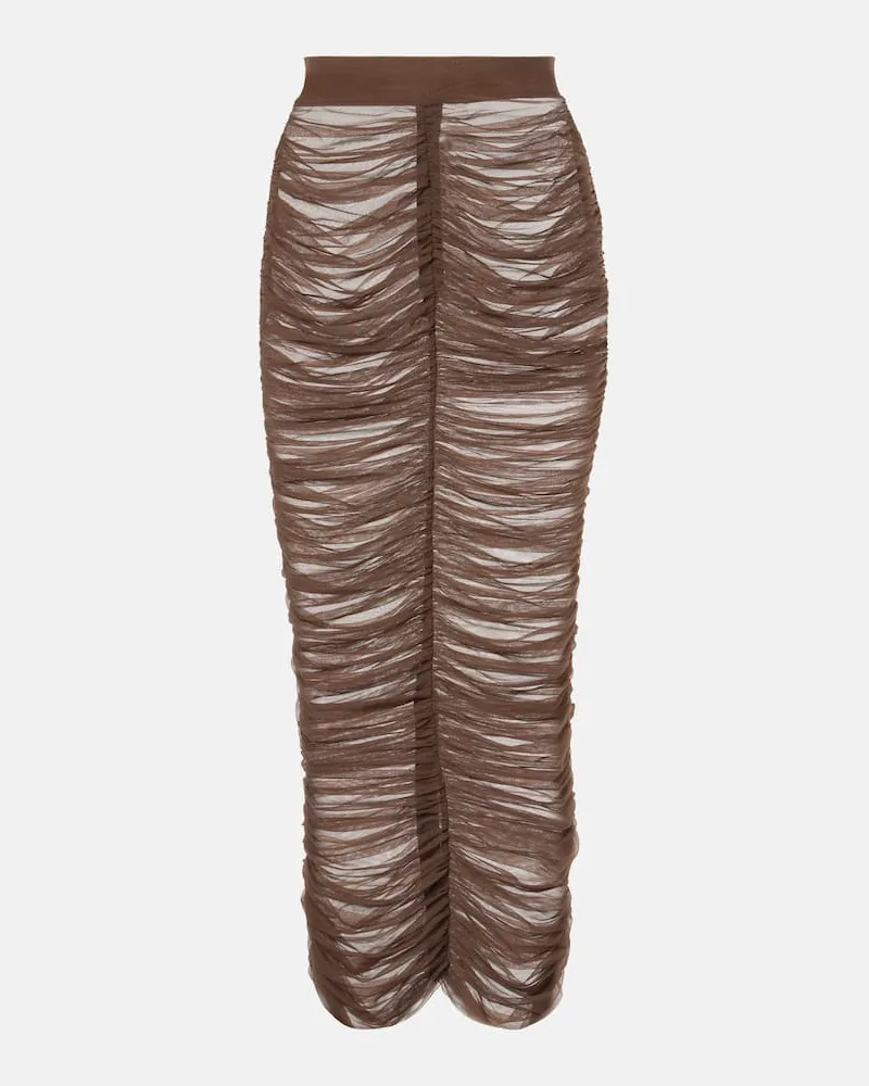 Alex Perry Gonna midi in mesh Marrone