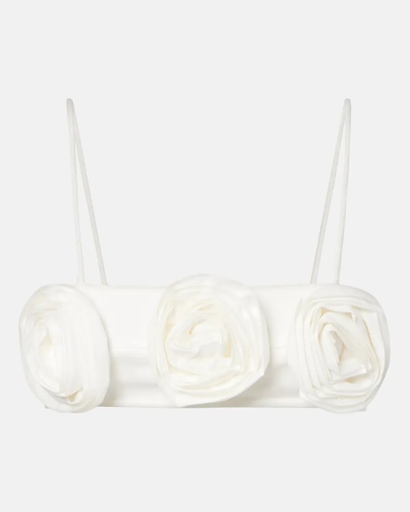 Adriana Degreas Top a fascia in misto cotone con applicazioni Bianco