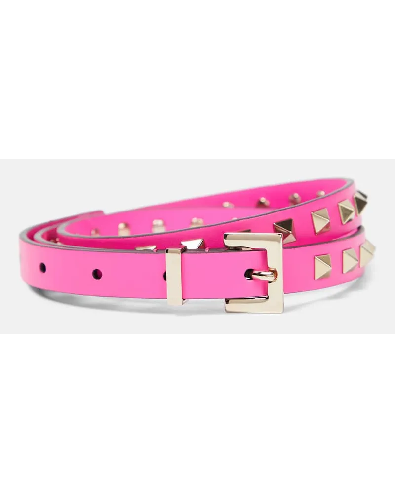 Valentino Garavani Cintura Rockstud in pelle Rosa