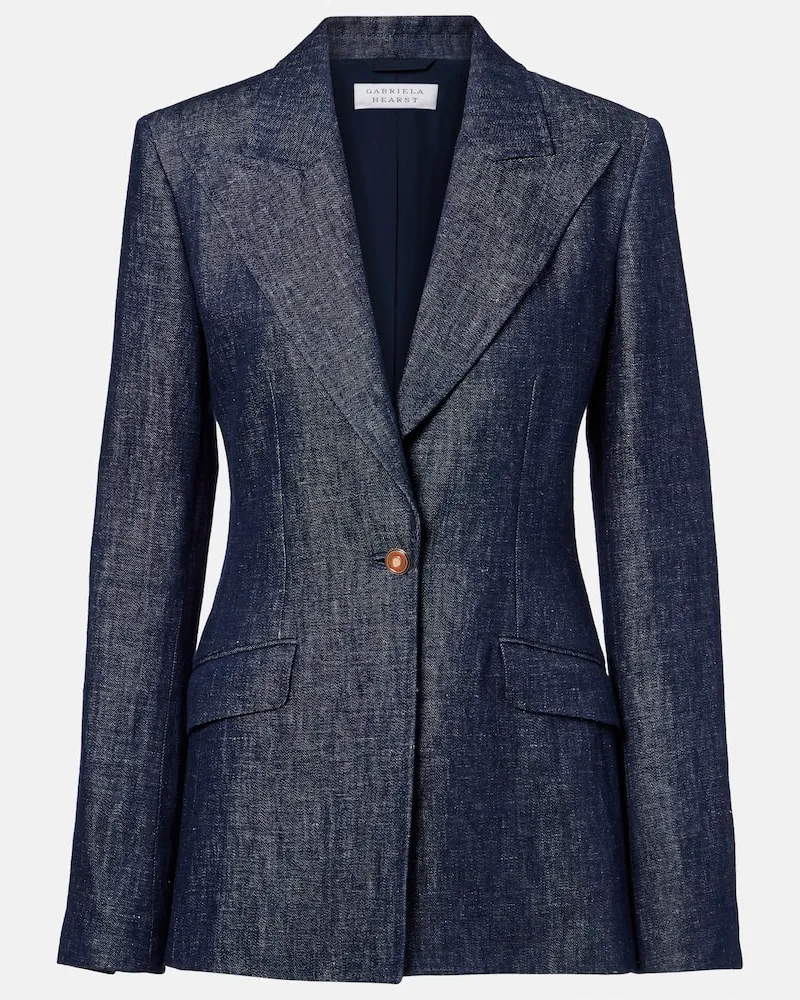 Gabriela Hearst Blazer Leiva in lino Blu